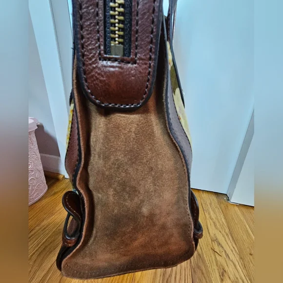 Fossil Vintage Leather Floral Tapestry Satchel Keyhole Bag - Picture 3 of 13